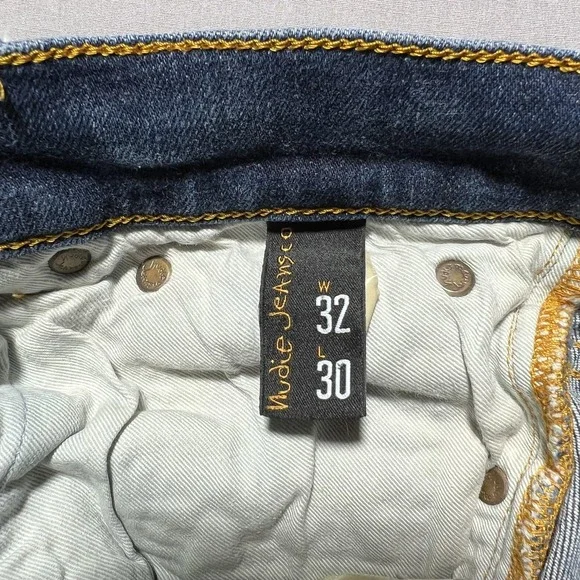 Nudie Jeans Tight Terry Jeans Rinse Twill Mens 31x26 Blue Slim Fit Pants - Picture 9 of 16